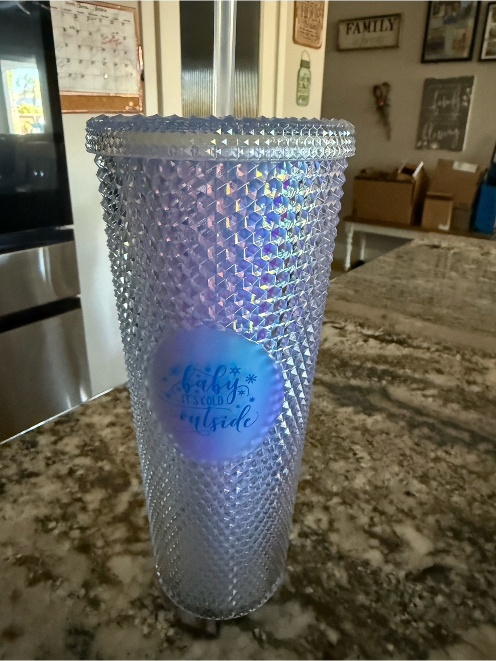 Iridescent Textured Tumbler - 'Baby It's Cold Outside' Cold cup